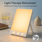 Lysterapi-lampe mod vinterdepression med 10.000 lux, justerbar lysstyrke og timer