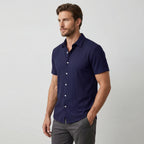 Men’s Short Sleeve Linen Shirt with Classic Collar
