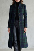 Women’s Long Plaid Button Coat