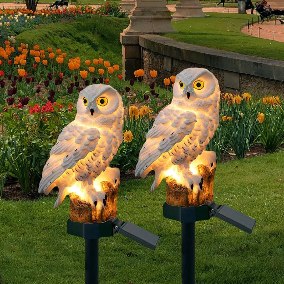 Solar Owl Garden Light with Warm White LED