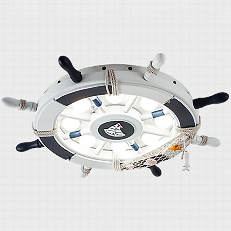 Luz LED infantil náutica de techo con timón de barco
