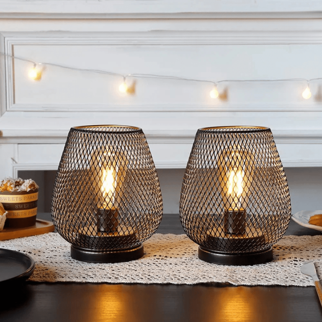 Przenośna, bezprzewodowa metalowa lampka stołowa LED