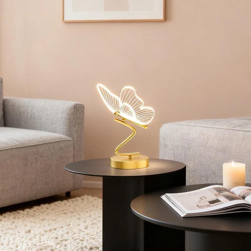 Ładowana lampa stołowa LED z grawerowanym motywem skrzydła motyla
