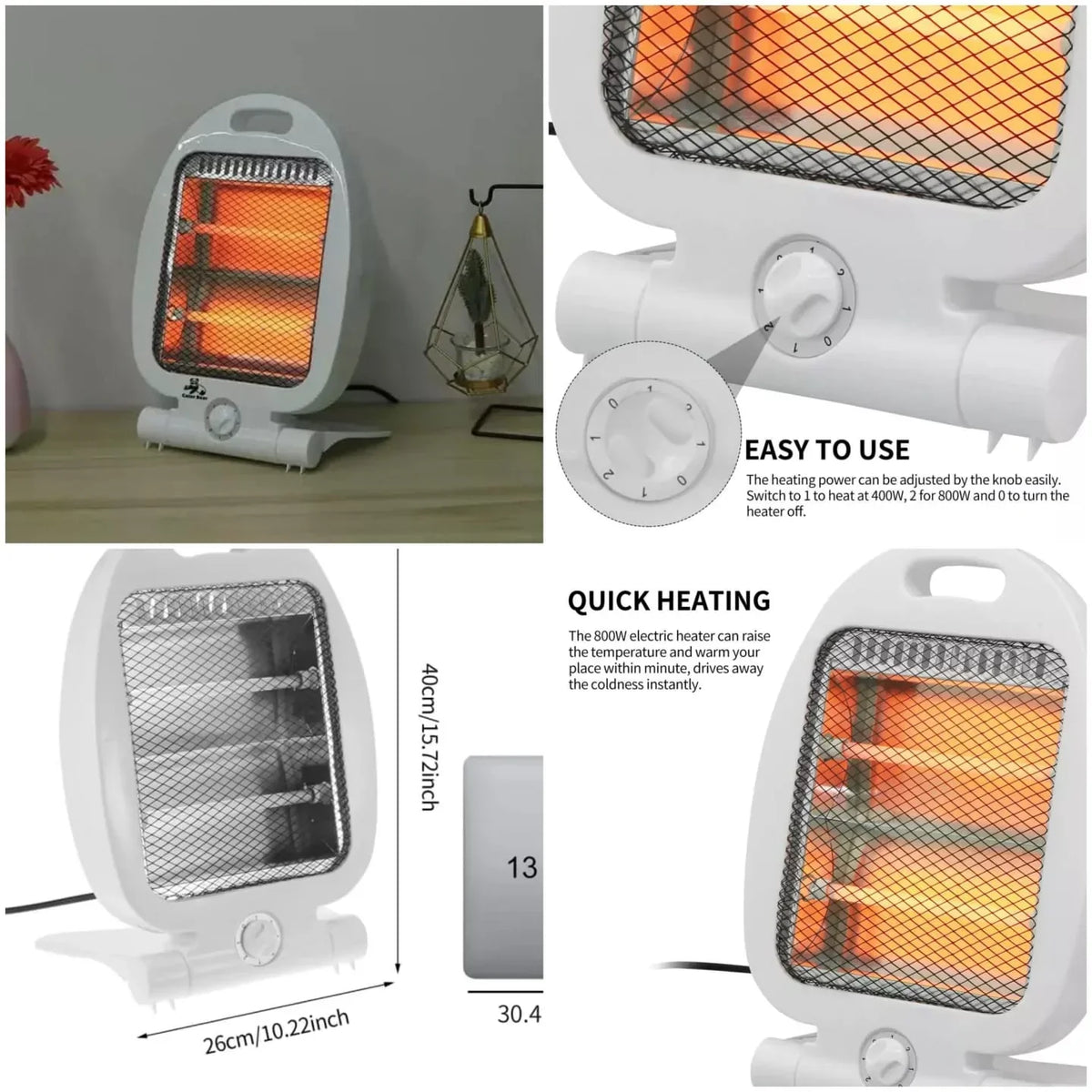 Electric Radiant Heater with Adjustable Heat Settings