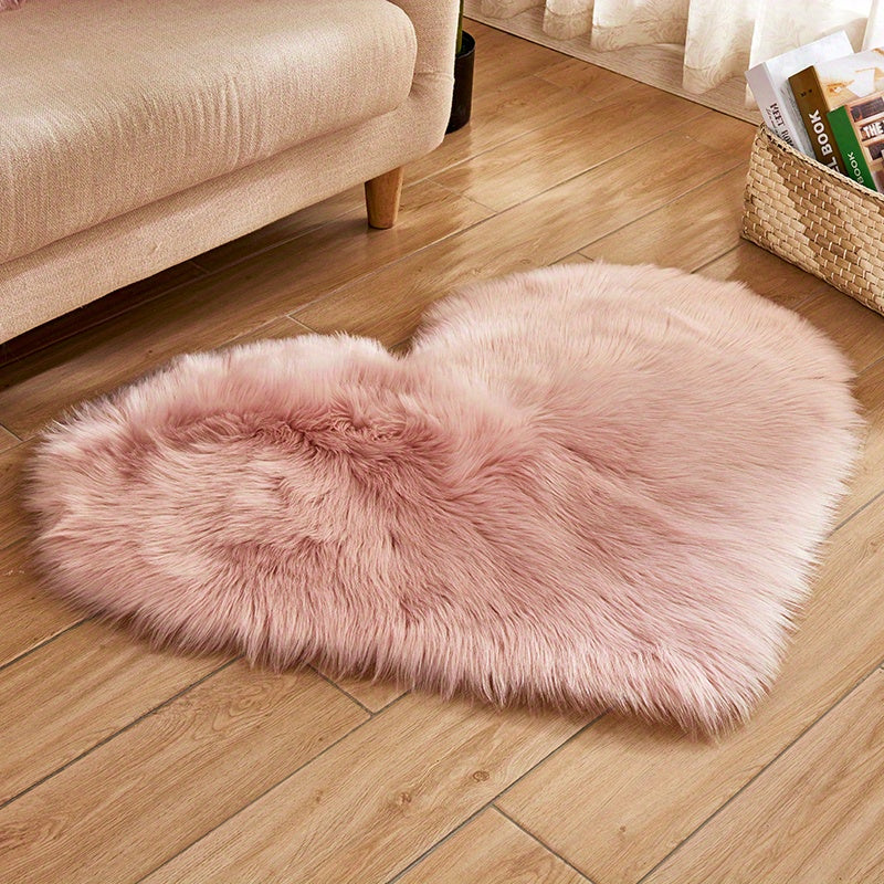 Heart Shaped Faux Fur Rug