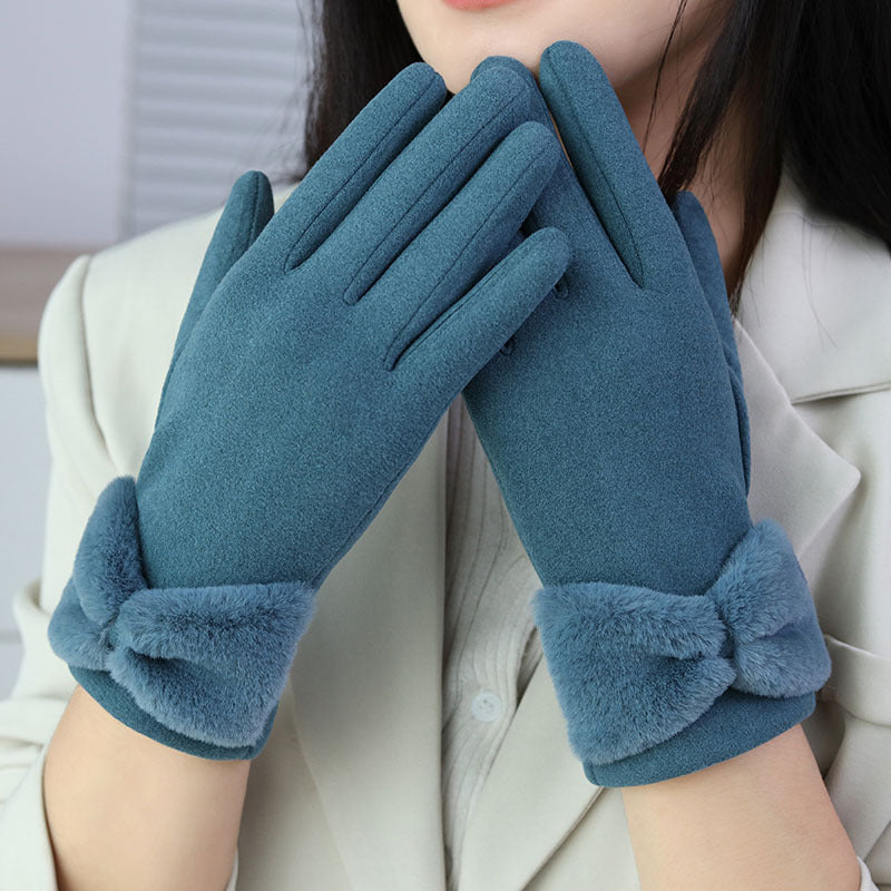 Guantes suaves al tacto con puños de lazo de pelo sintético