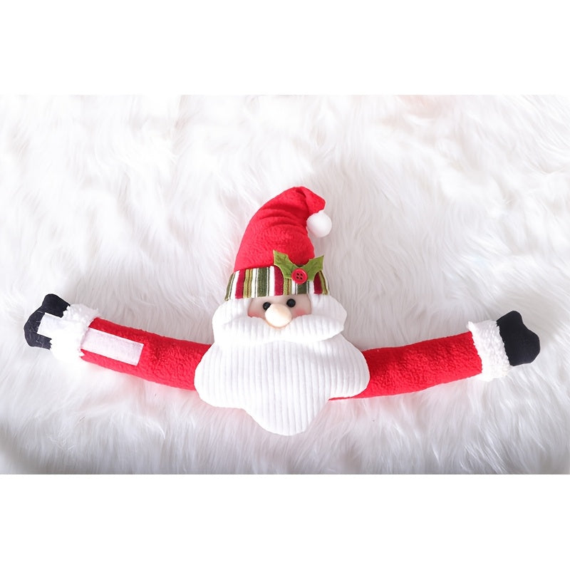 Gardinomtag med jultomte- och snögubbsfigurer