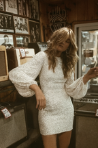 Women Sequin Mini Dress with Elegant Fit and Long Sleeve Design