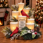 Festive Santa Claus Christmas Candle Centrepiece with Decorative Holiday Wreath