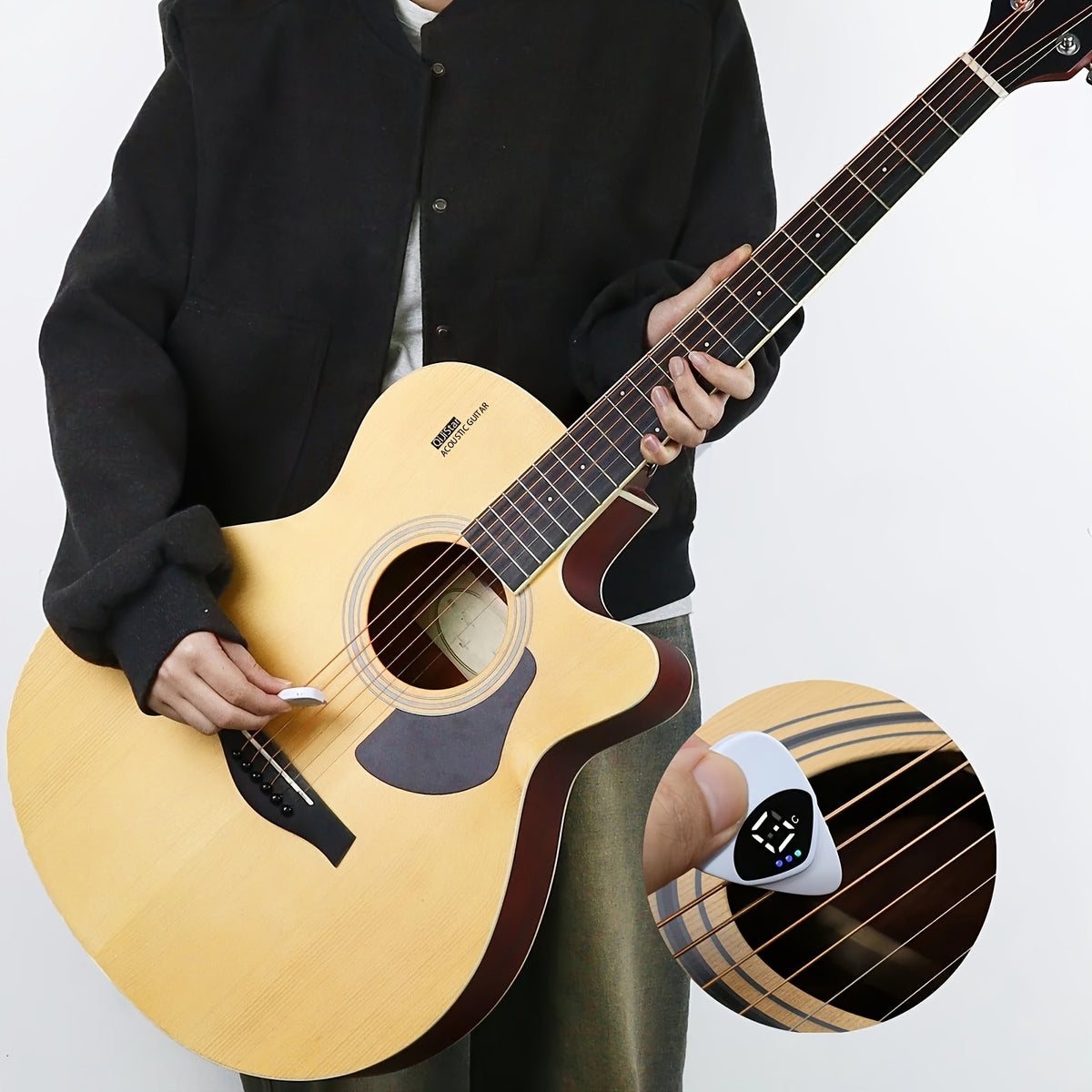 Púa afinadora digital para guitarra