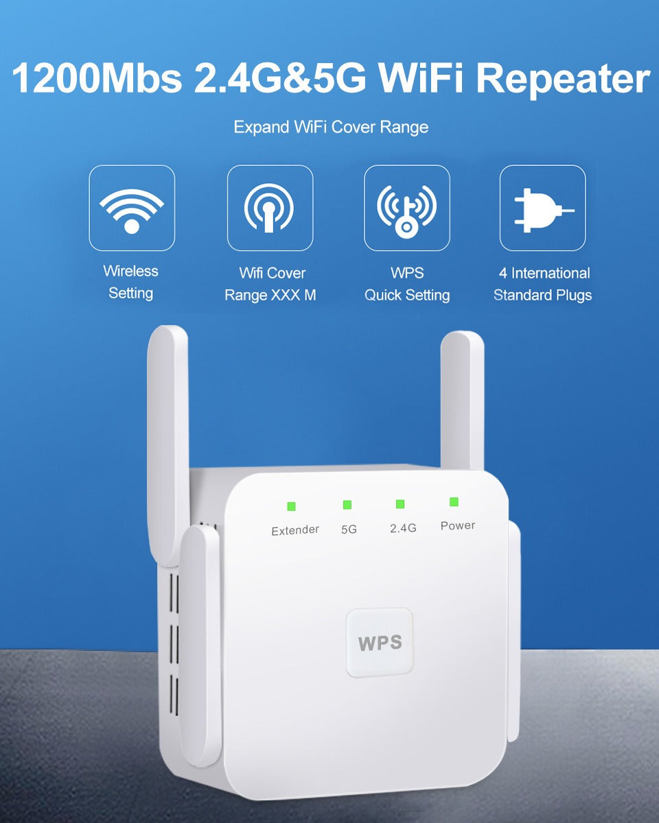 Dual-Band Wi-Fi Range Extender with 1200 Mbps Support