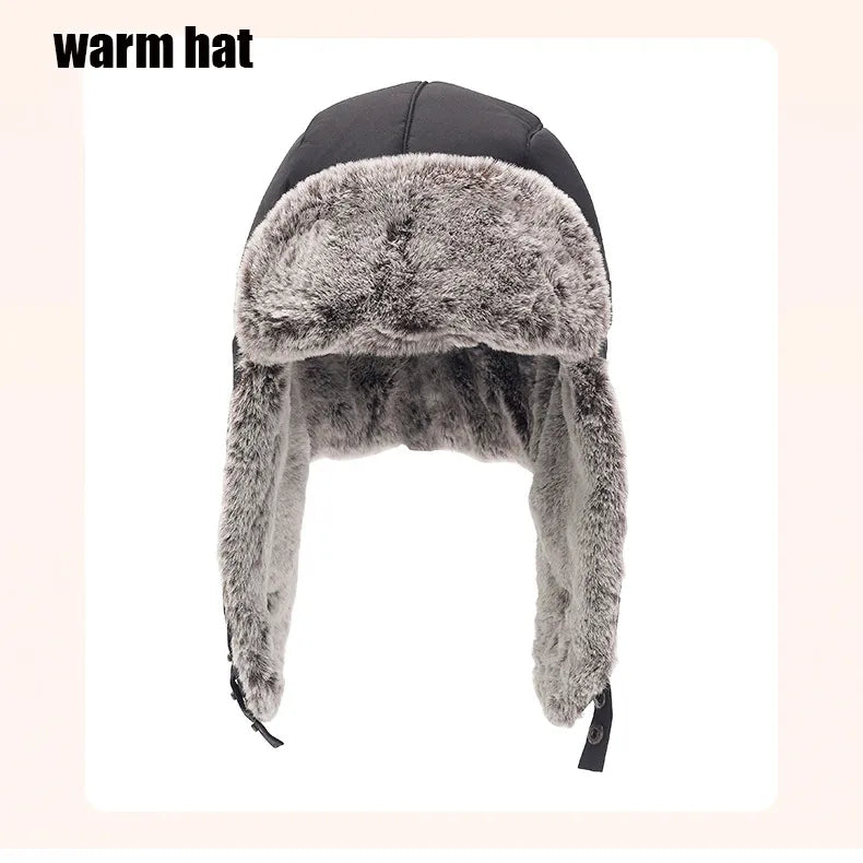 Faux Fur-Lined Winter Trapper Hat