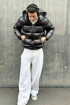 Men's Glossy Hooded Puffer Jacket