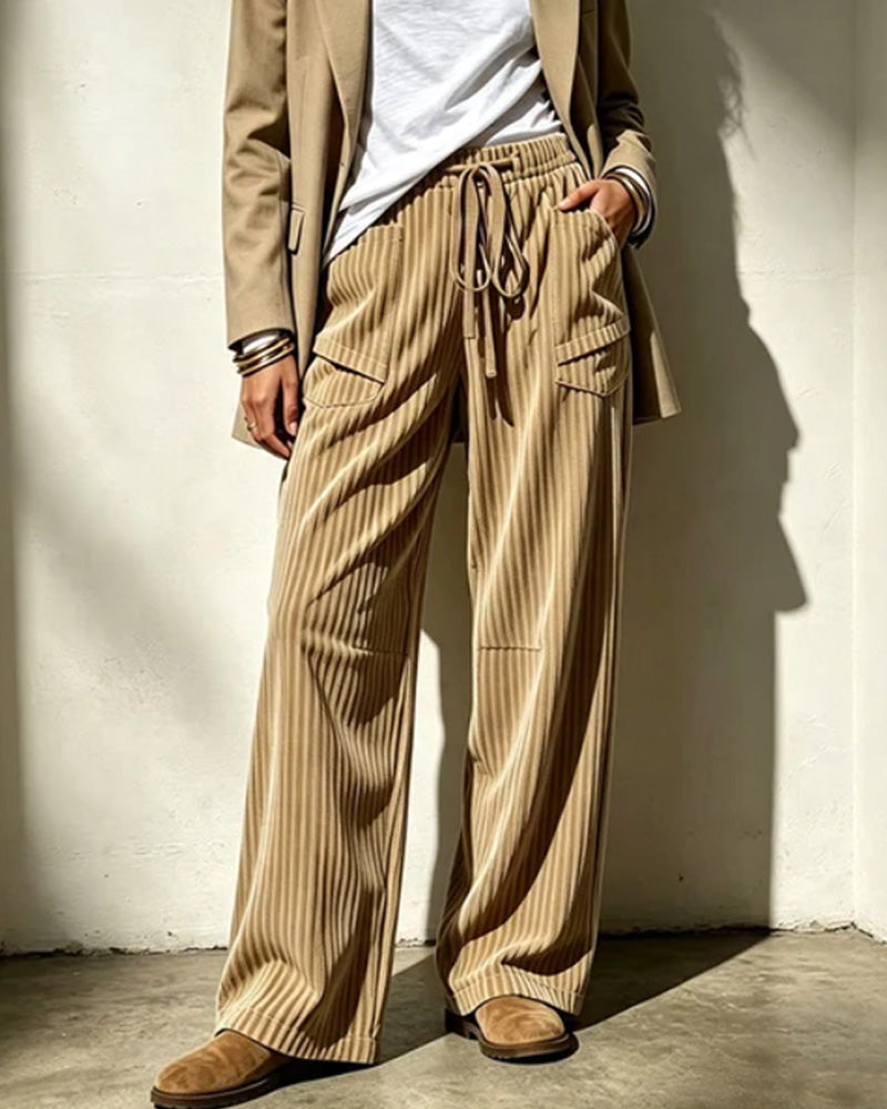 Women’s Corduroy Drawstring Wide Leg Cargo Pants