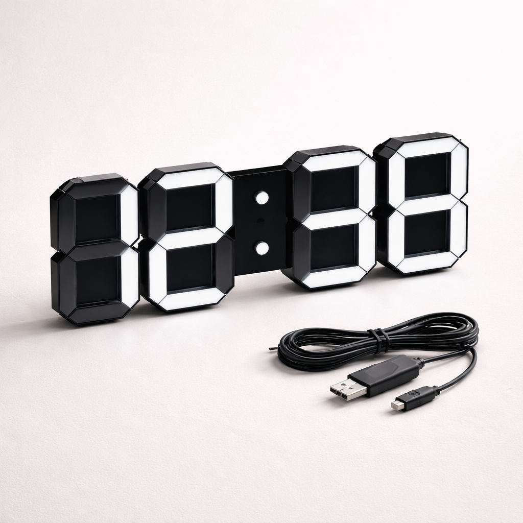 3D LED-digitalvægur med dæmpbart display