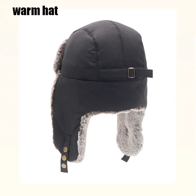 Faux Fur-Lined Winter Trapper Hat