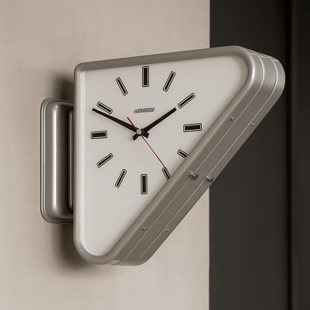 Orologio da parete retrò triangolare con quadrante analogico