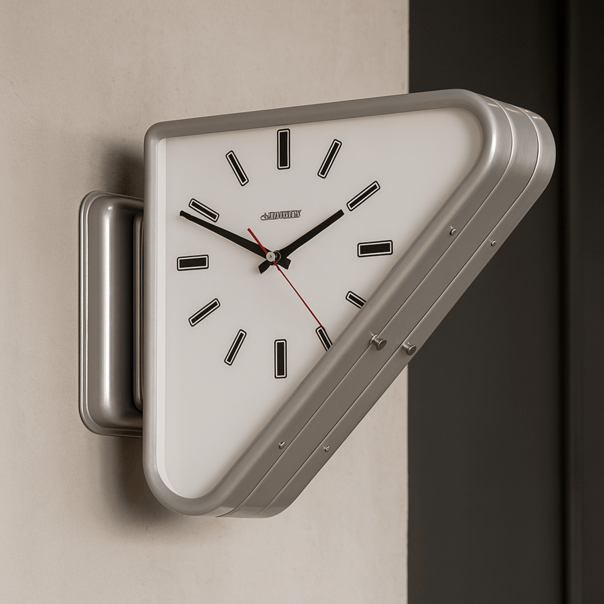 Orologio da parete retrò triangolare con quadrante analogico