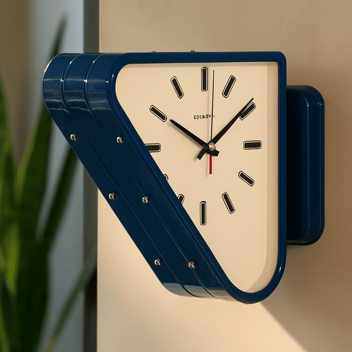 Orologio da parete retrò triangolare con quadrante analogico