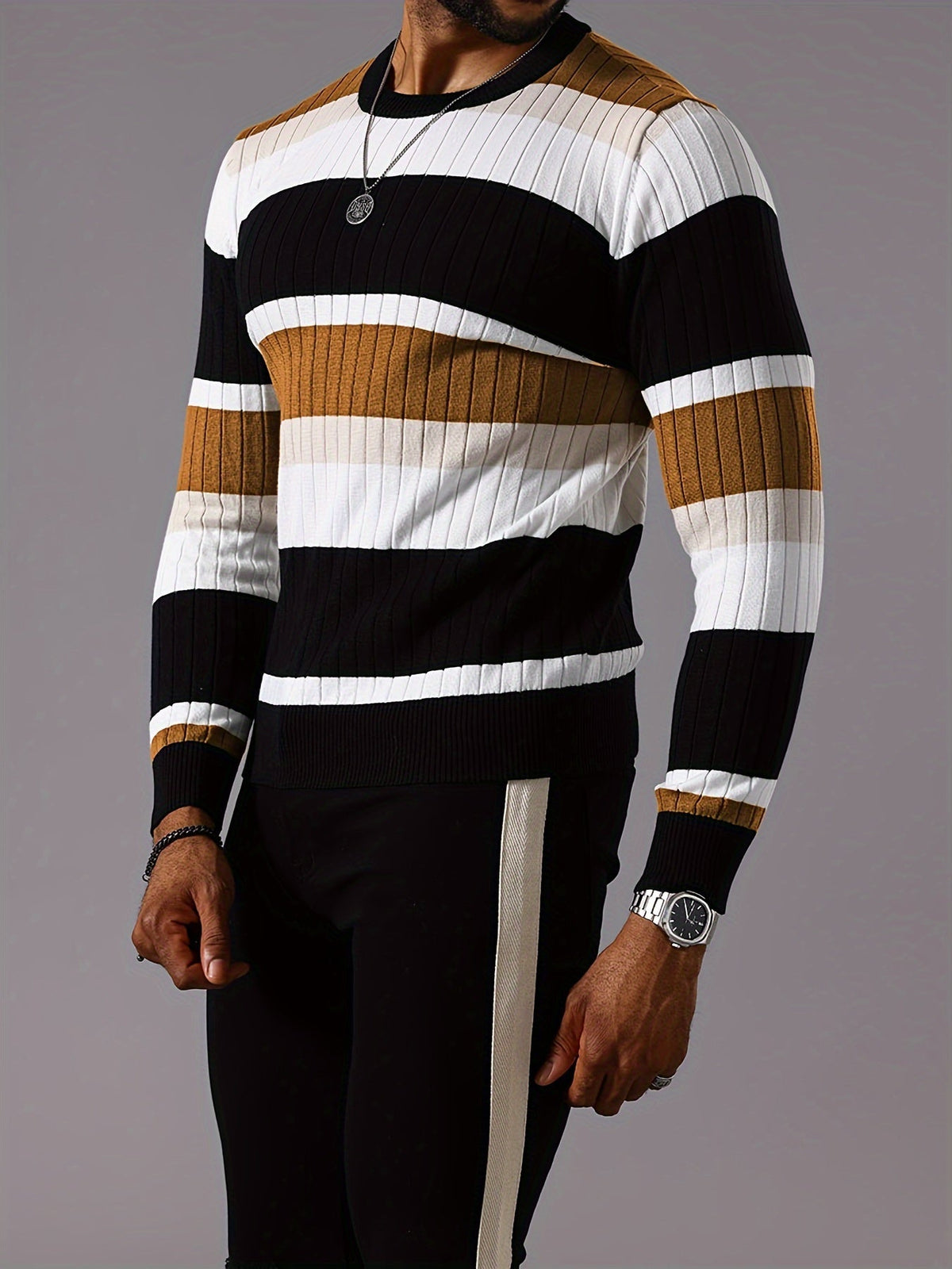 Men’s Ribbed Colour Block Sweater
