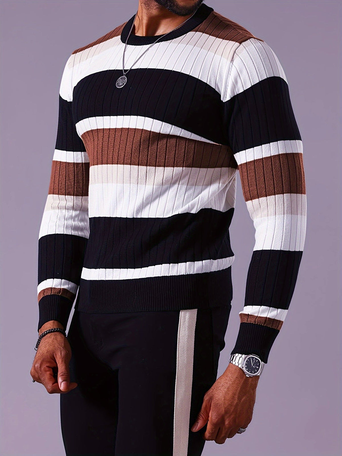Men’s Ribbed Colour Block Sweater