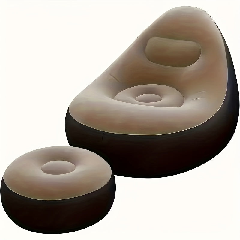 Oppustelig loungestol med fodskammel