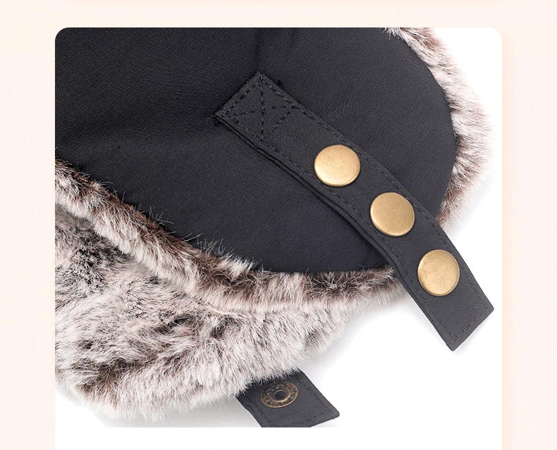 Faux Fur-Lined Winter Trapper Hat