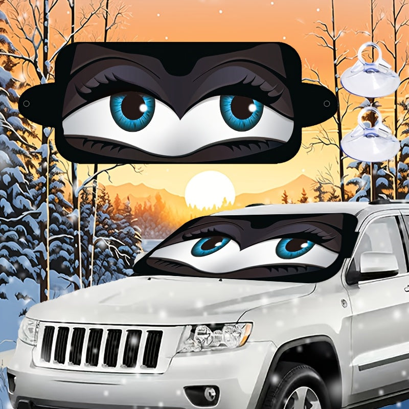 Snötäcke för bilvindruta med tecknade ögon