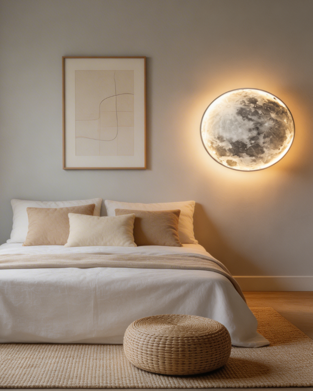 LED-månelampe til væg med realistisk månedesign og varmt, stemningsfuldt lys