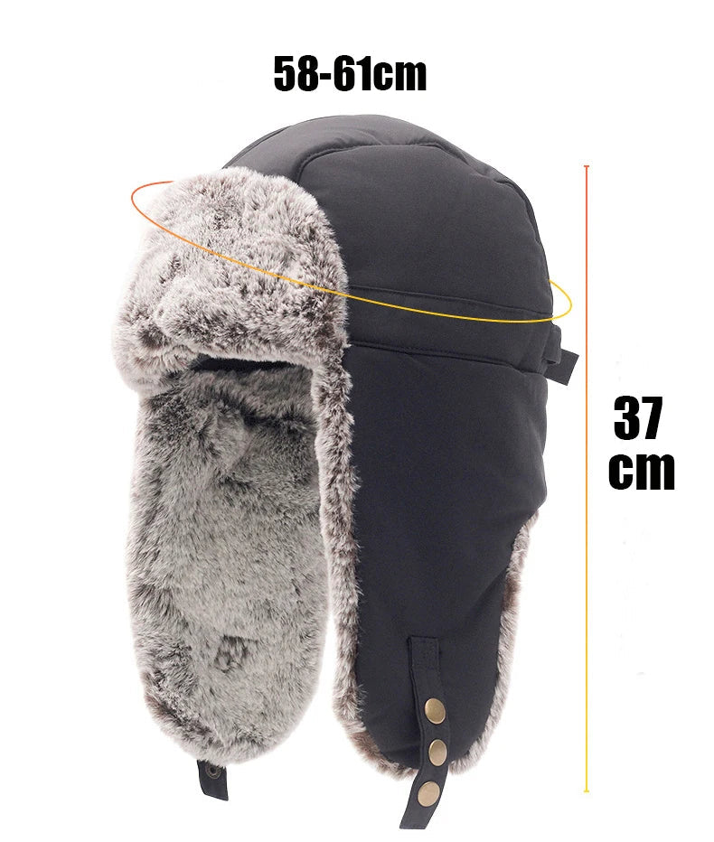 Faux Fur-Lined Winter Trapper Hat
