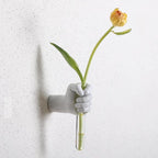 Sculptural Hand Wall Vase with Glass Tube