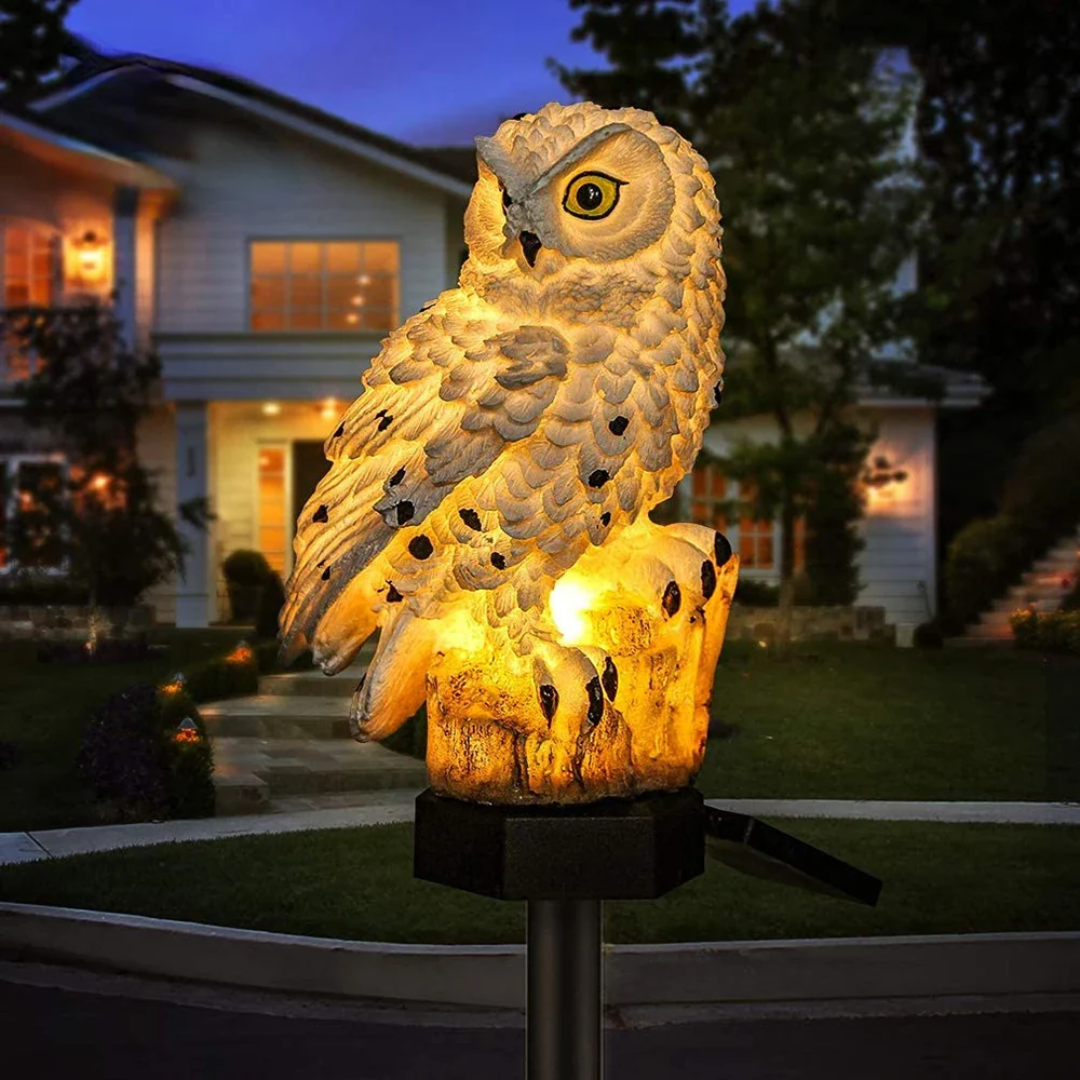 Solar Owl Garden Light with Warm White LED