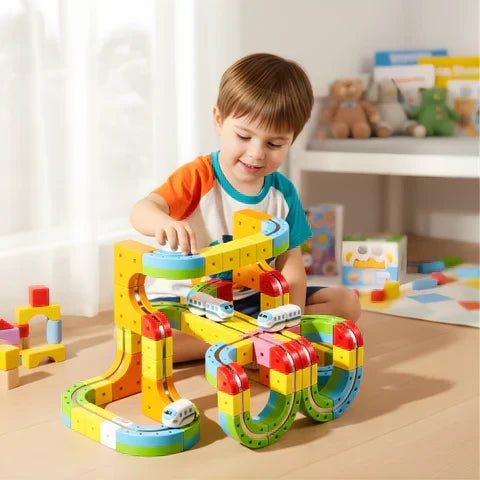 Set interattivo per costruire piste con cubi