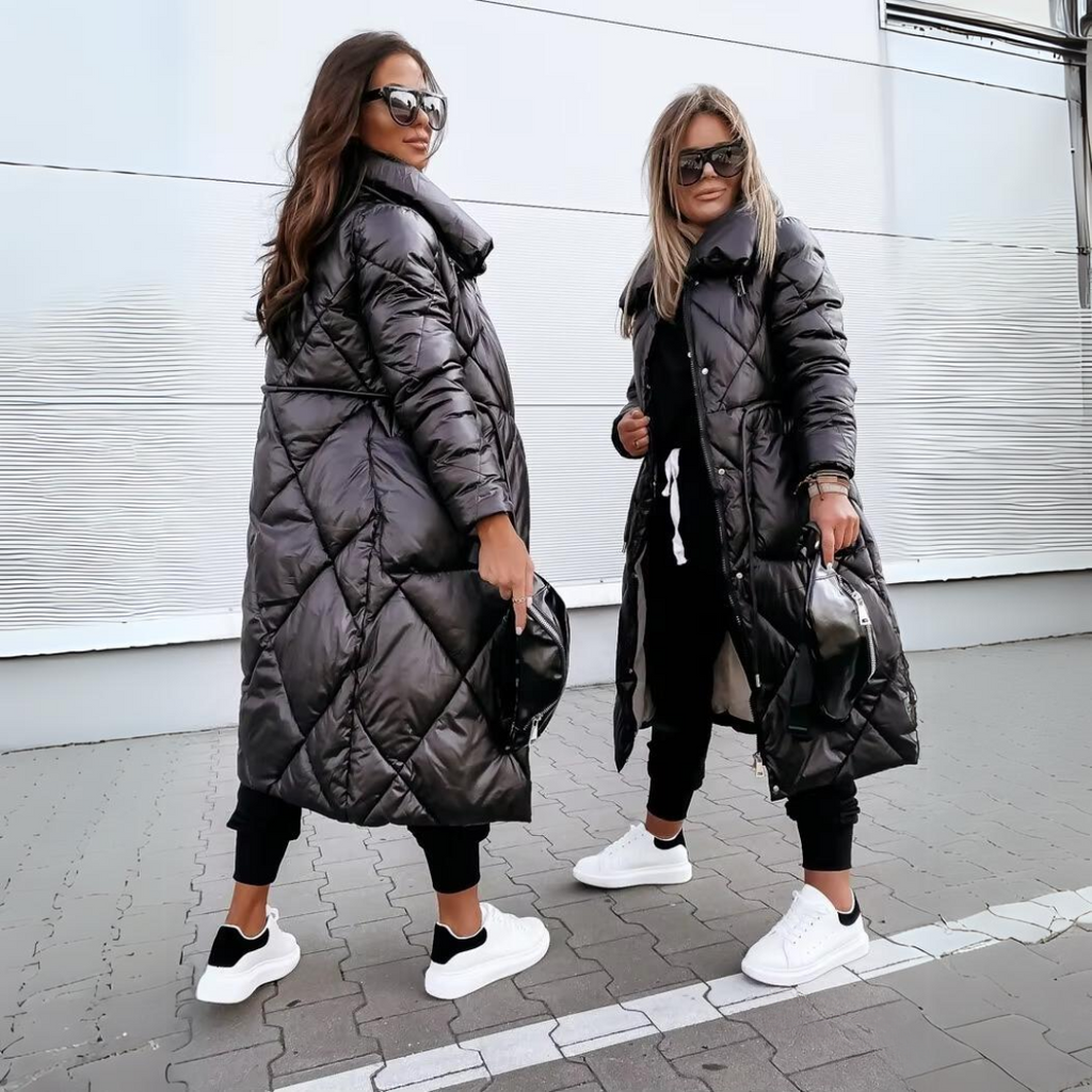 Abrigo acolchado largo de plumón para mujer