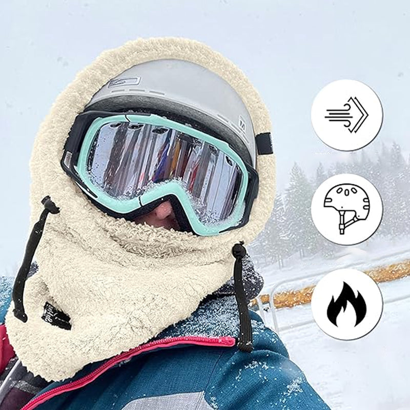 Plush Hooded Neck Warmer with Adjustable Drawcord