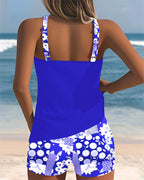 Ensemble tankini deux pièces pour femme avec imprimé floral et short de bain