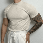 Męski dopasowany t-shirt z prążkowaną fakturą, przewiewny, elastyczny, aktywny styl  