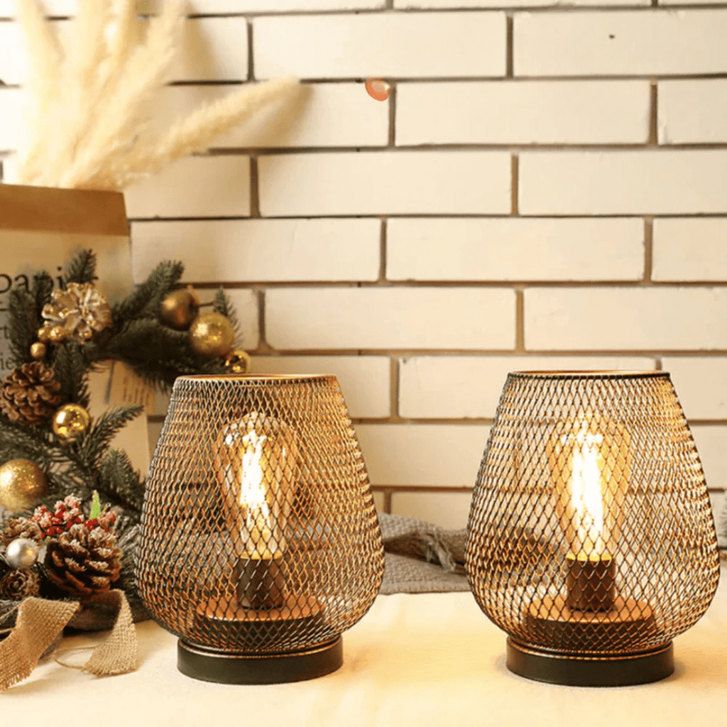 Przenośna, bezprzewodowa metalowa lampka stołowa LED