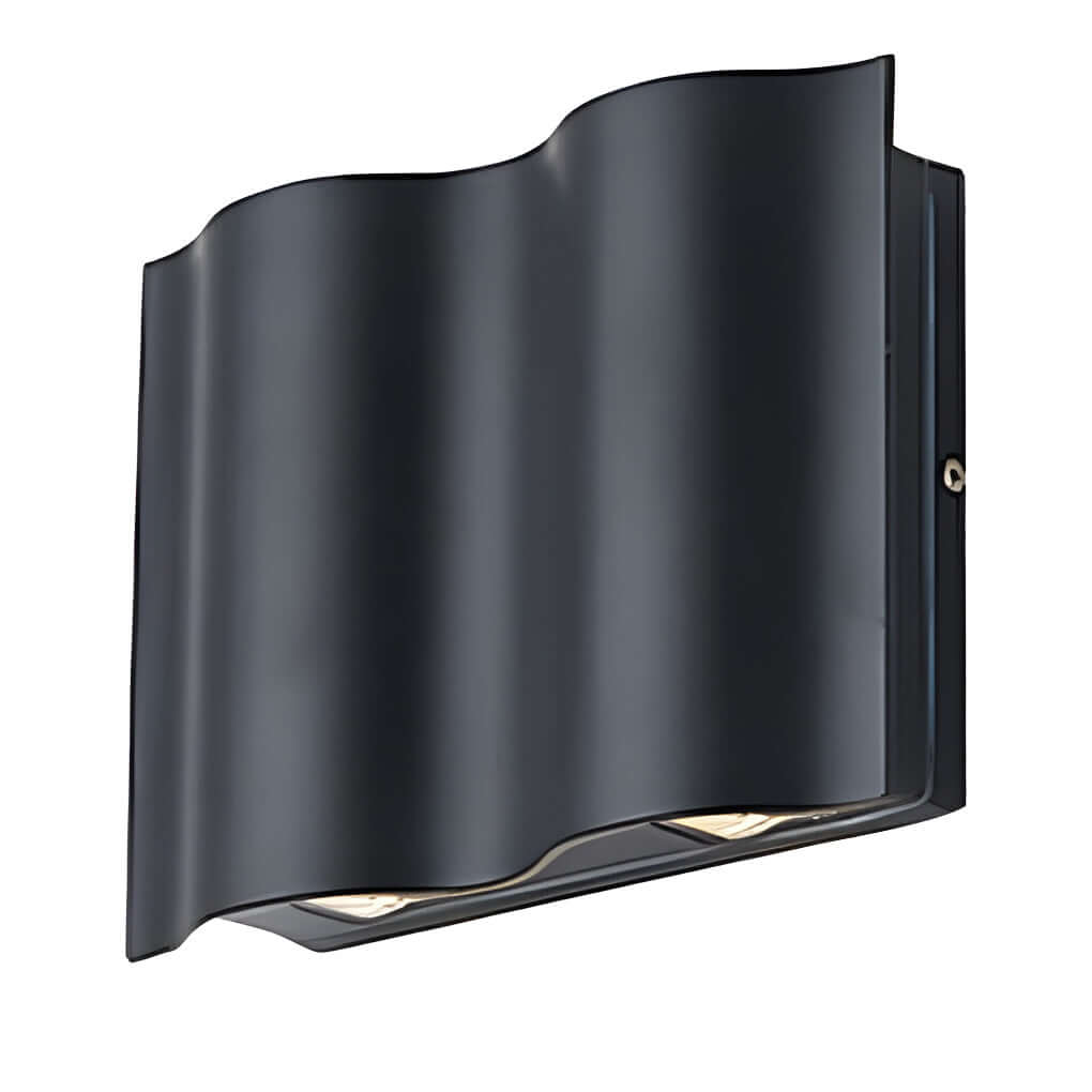 Lampada da parete moderna a LED per esterni a onda con luce rivolta verso l'alto e verso il basso
