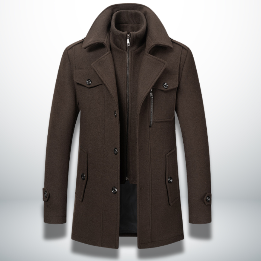 Men’s Layered Stand Collar Coat