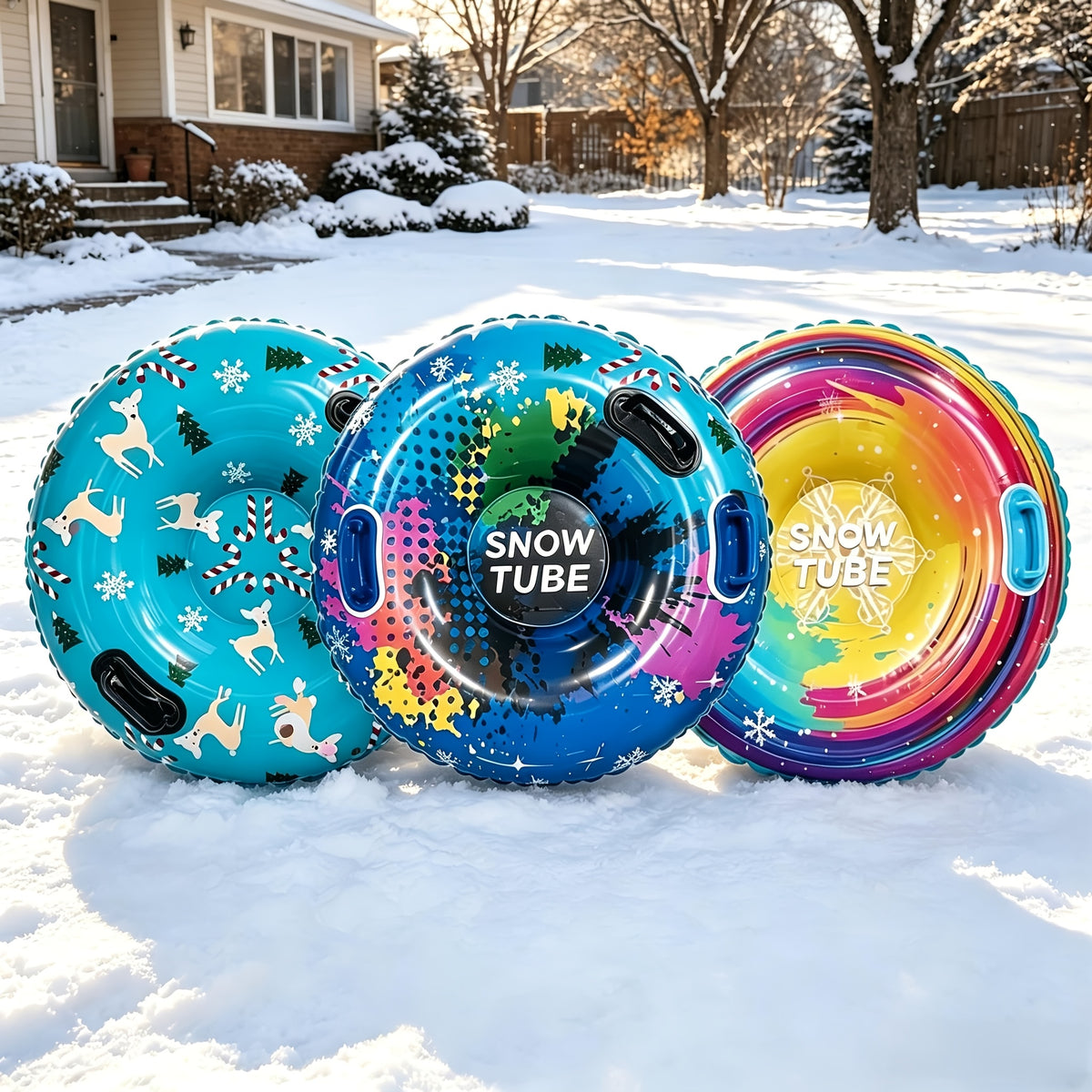 Oppustelig snowtube med håndtag
