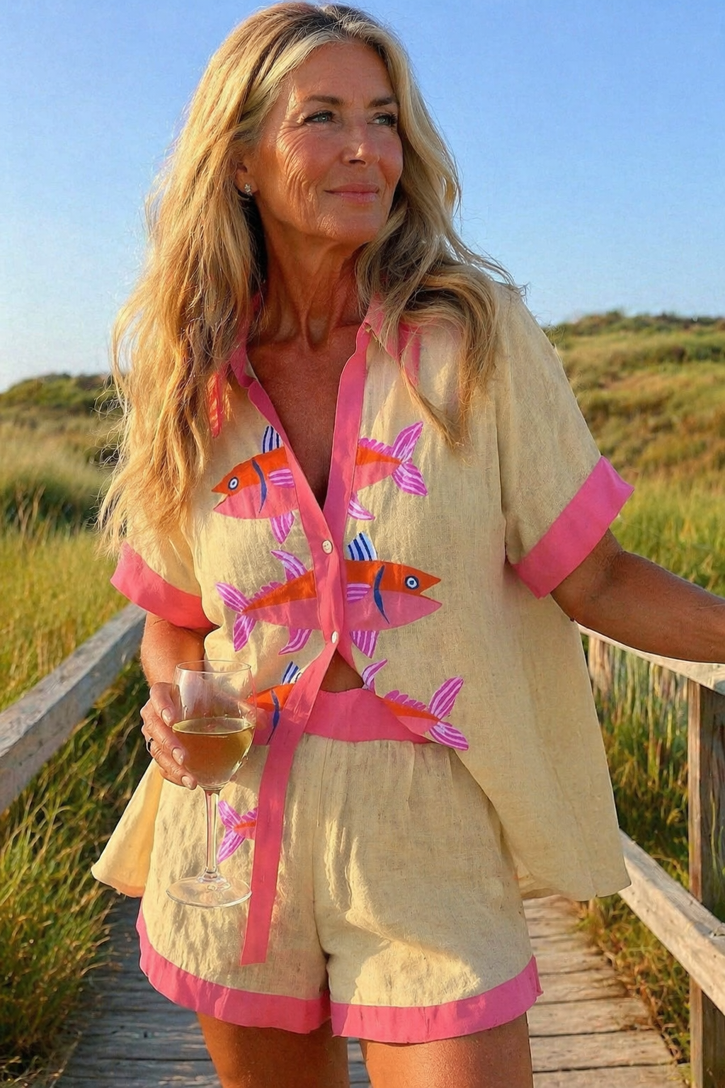 Women's Printed Summer Shirt and Shorts Set