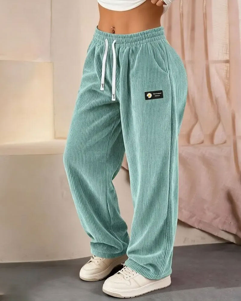 Women’s Corduroy Drawstring Wide Leg Pants