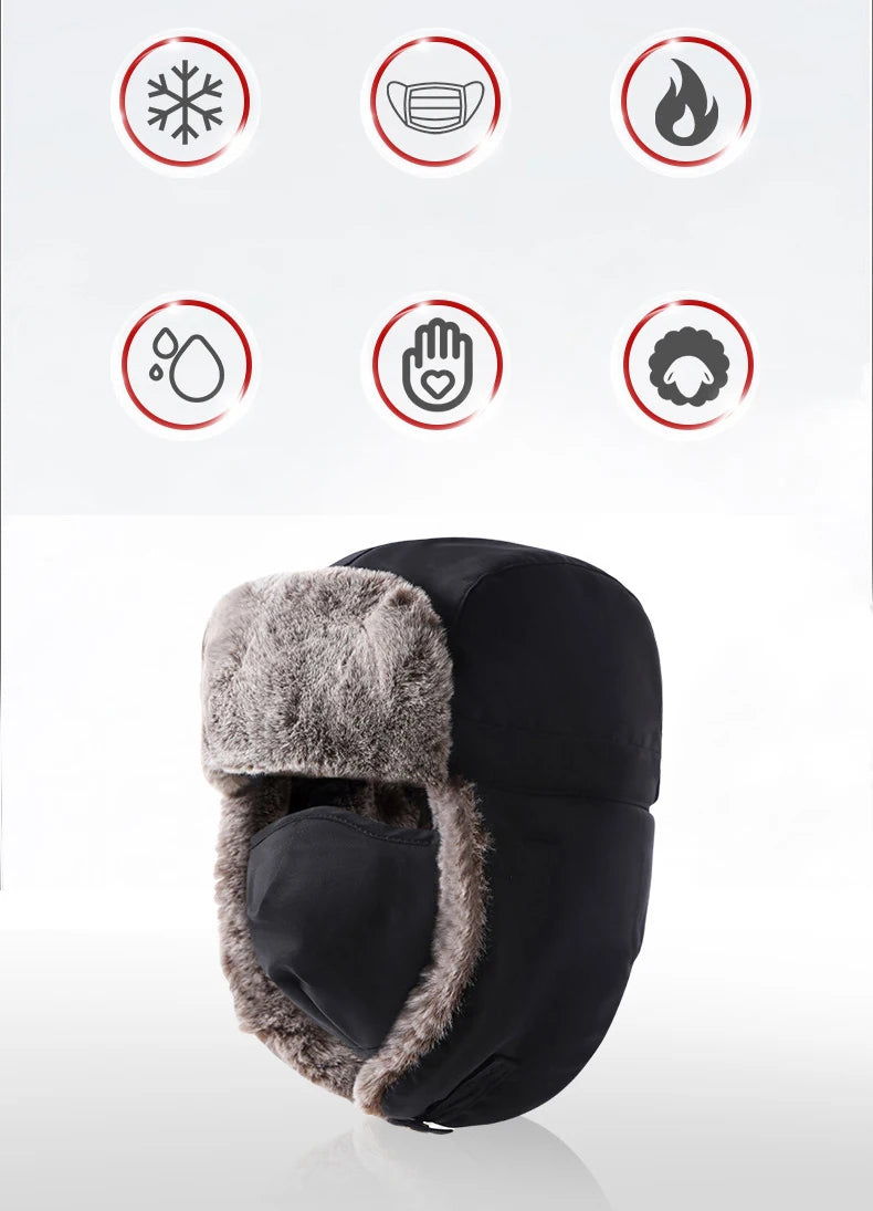 Faux Fur-Lined Winter Trapper Hat