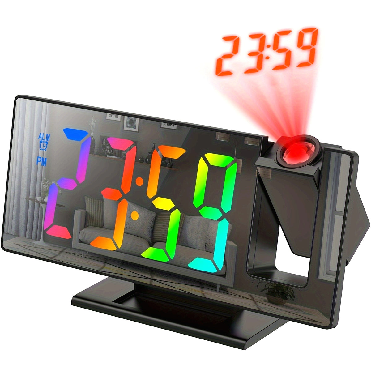 Reloj despertador digital con proyección LED