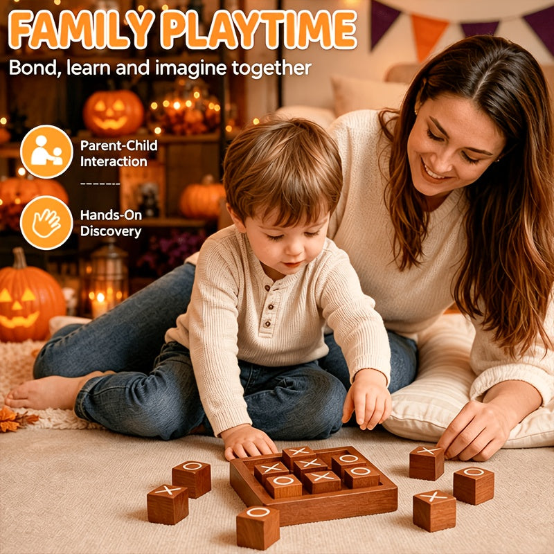 Wooden Noughts and Crosses Puzzle Game