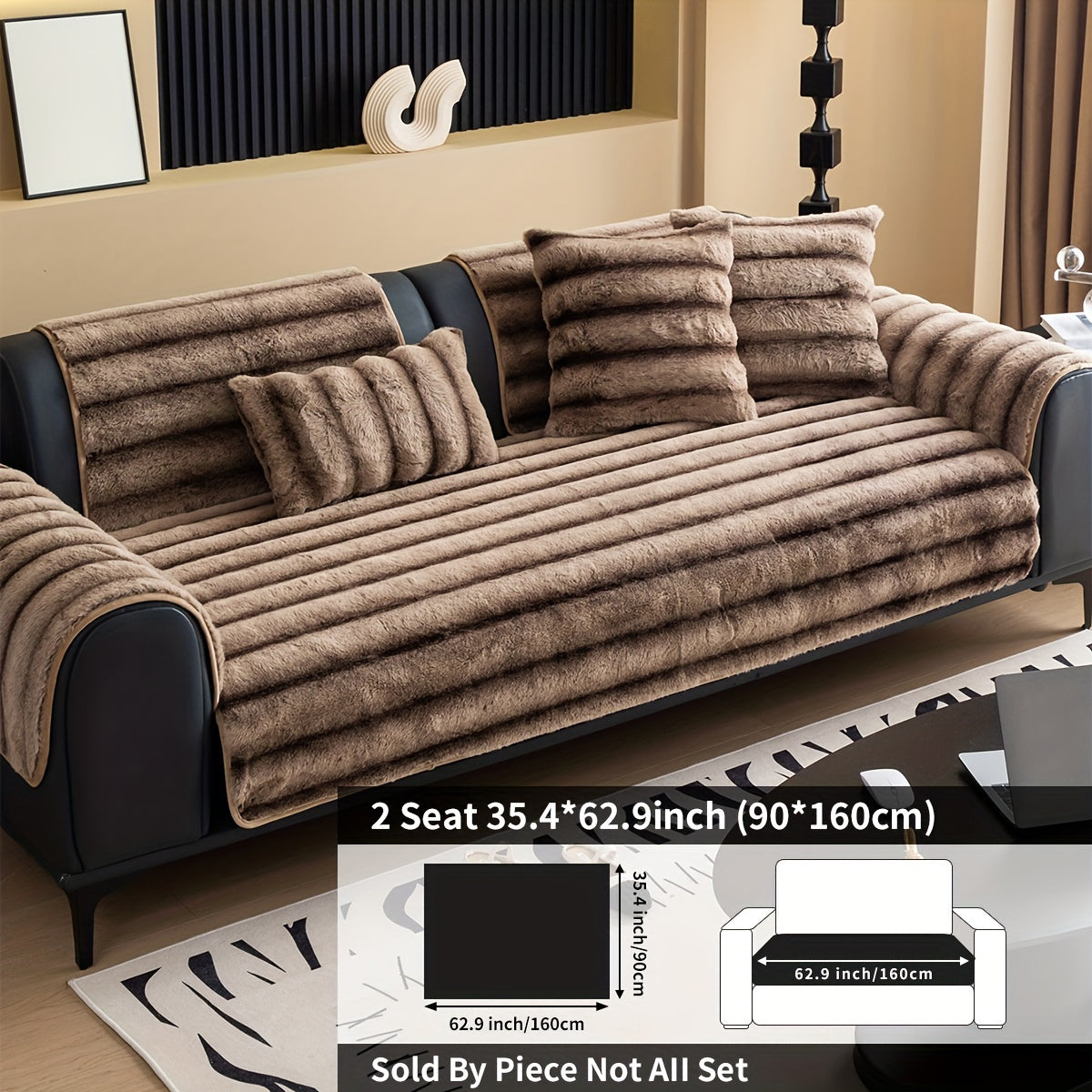 Plush Ribbed Sofa Cover