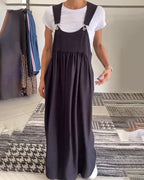 Vestido largo tipo peto holgado para mujer