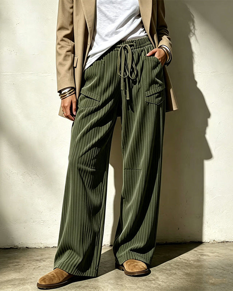 Women’s Corduroy Drawstring Wide Leg Cargo Pants