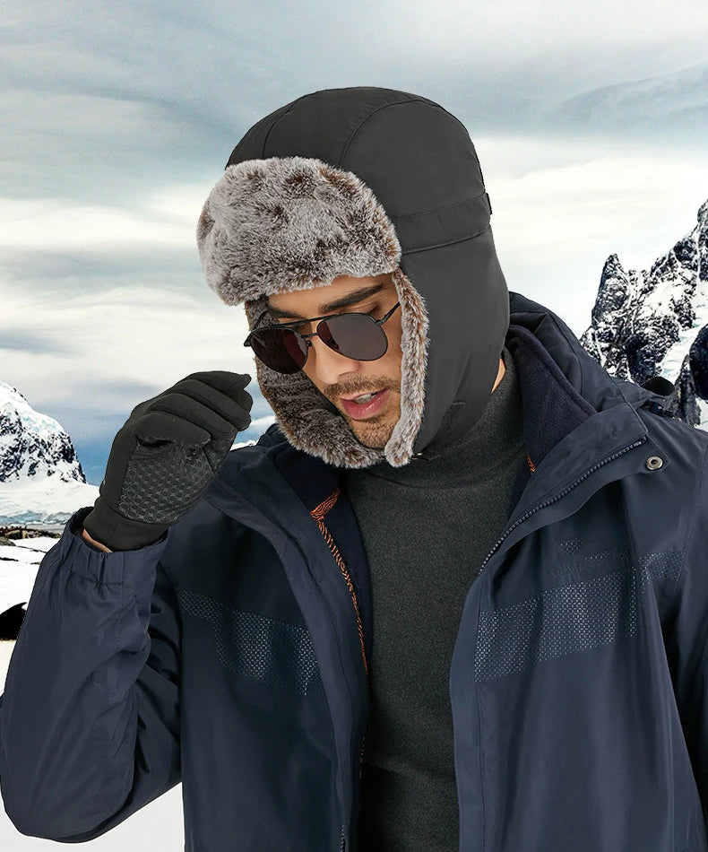 Faux Fur-Lined Winter Trapper Hat